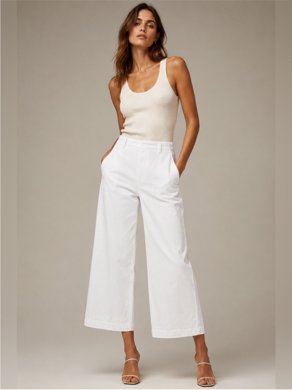 AG Adriano Goldschmied Juliette White Wide-Leg Pants 28